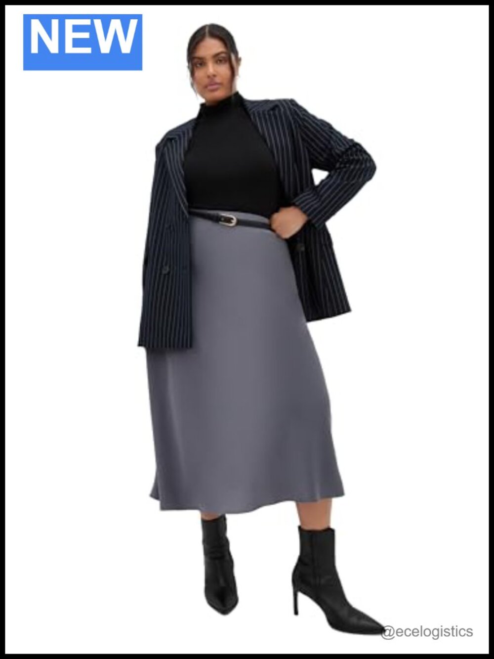 City Chic Miranda Midi Skirt Plus Size Curve-Hugging Pull On High Rise